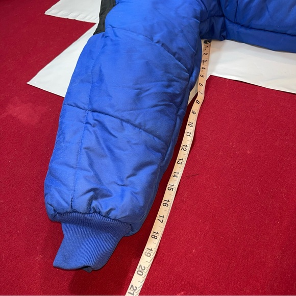 St. Moritz Ski Team XL MEN BLUE red DOWN PUFFER Jacket ZIP SNAP coat Snow WINTER - Picture 7 of 16